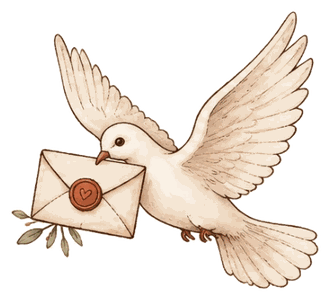A dove carrying a letter